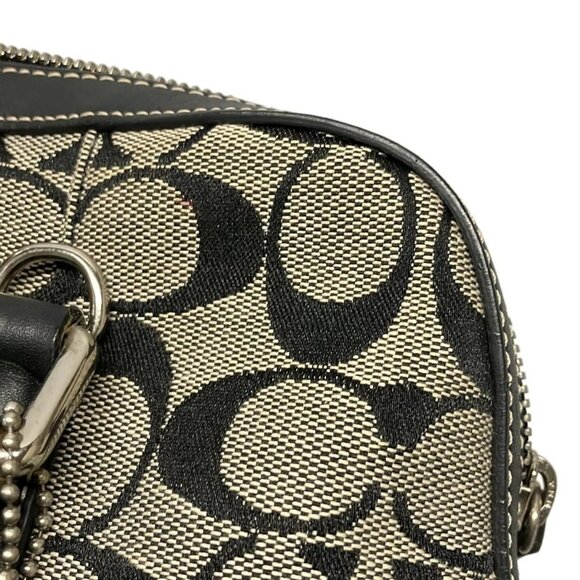 Auth COACH Signature 6047 Gray Black Jacquard Leather Handbag - Picture 7 of 12